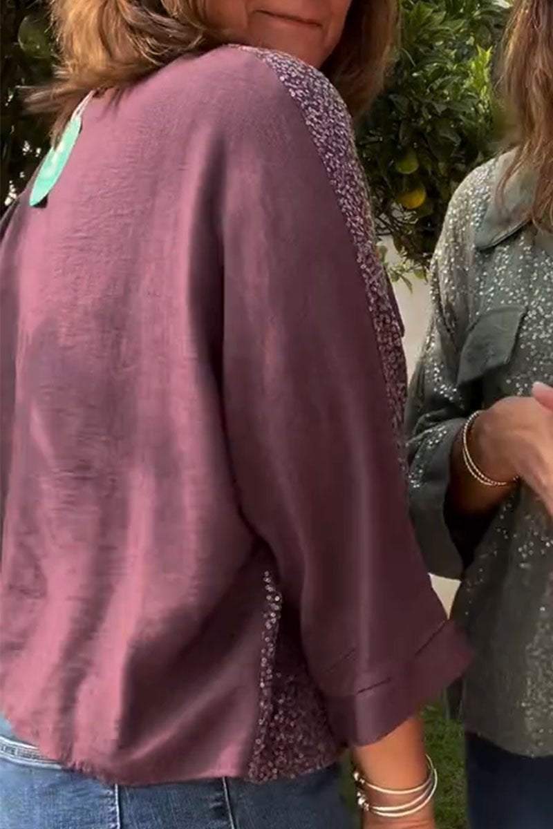 MarcoLucenti Casual Paillet Ensfarvet Skjorte Til Kvinder