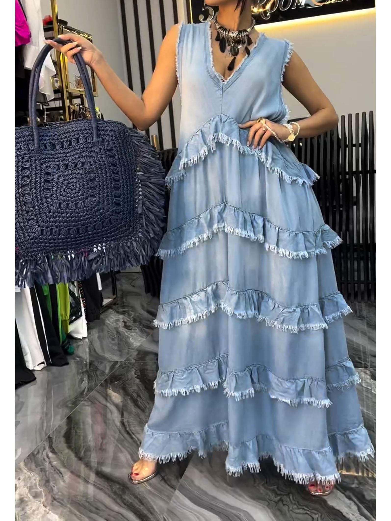 MarcoRicci Afslappet Kjole Med V-hals