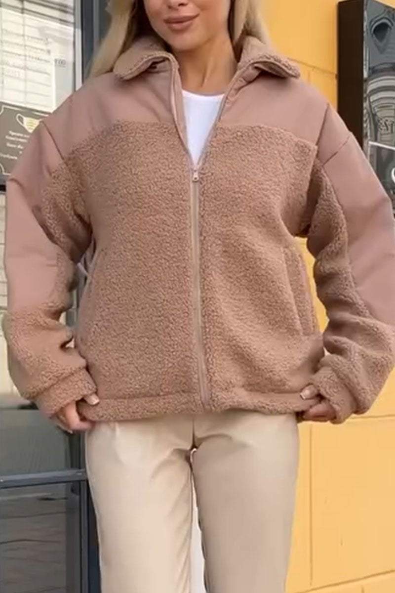 LucaComodo Casual Plush ensfarvet frakke til kvinder