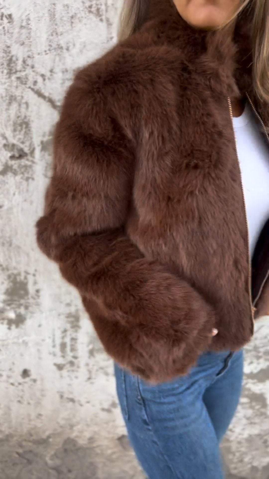 ElenaCaprini pelskrave lynlås Casual jakke