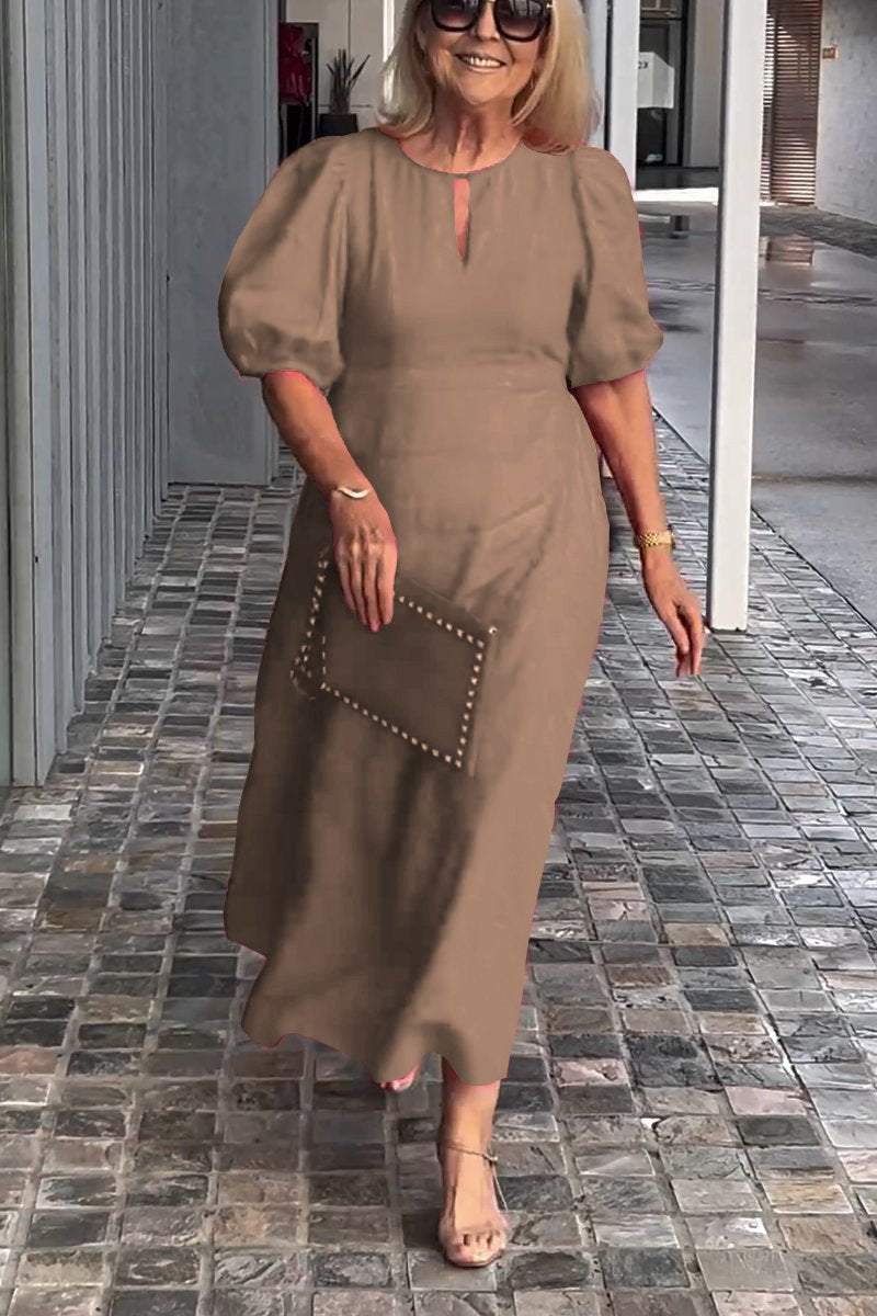 Verdi™ Stilfuld kjole i bomuld og hør