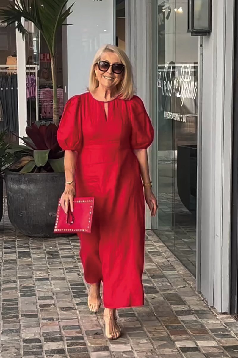 Verdi™ Stilfuld kjole i bomuld og hør