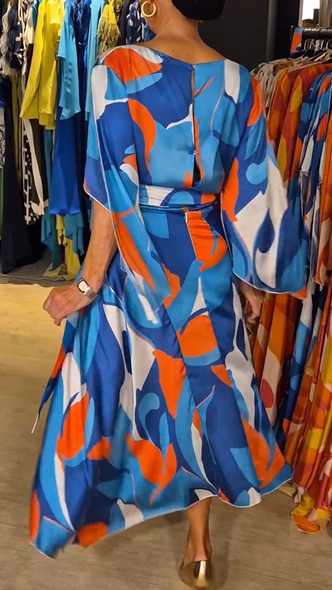 ClaudiaRiva Printed Satin Kjole til kvinder