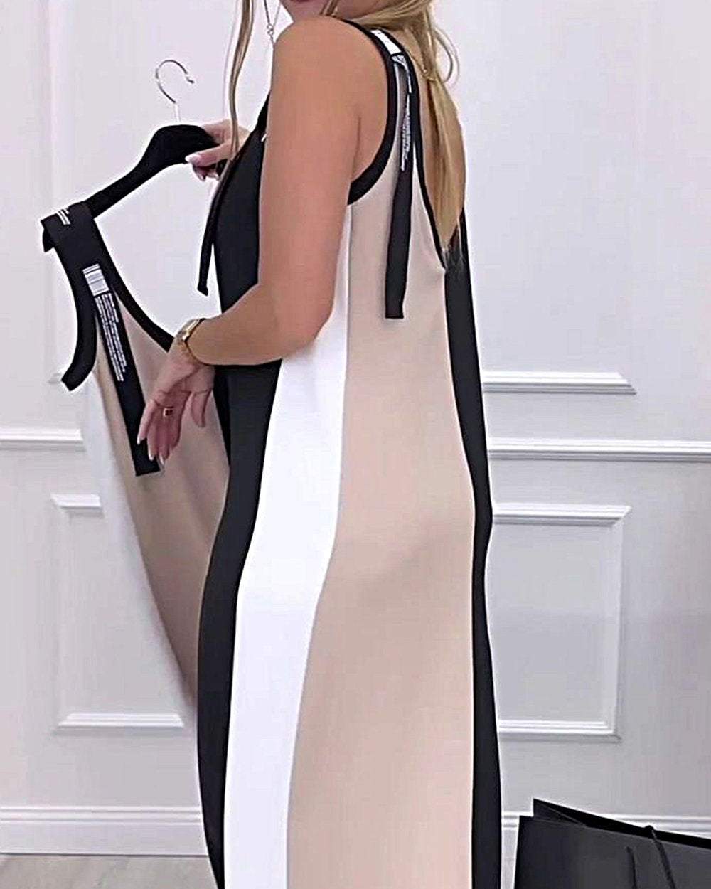 DavideRusso Contrast Kleur Mouwloze Jurk