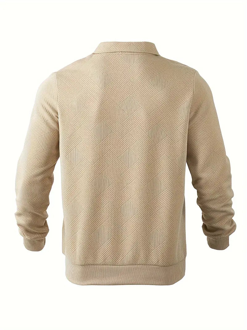 Alessio – Vintage Herre Zip-Up Pullover med Geometrisk Design