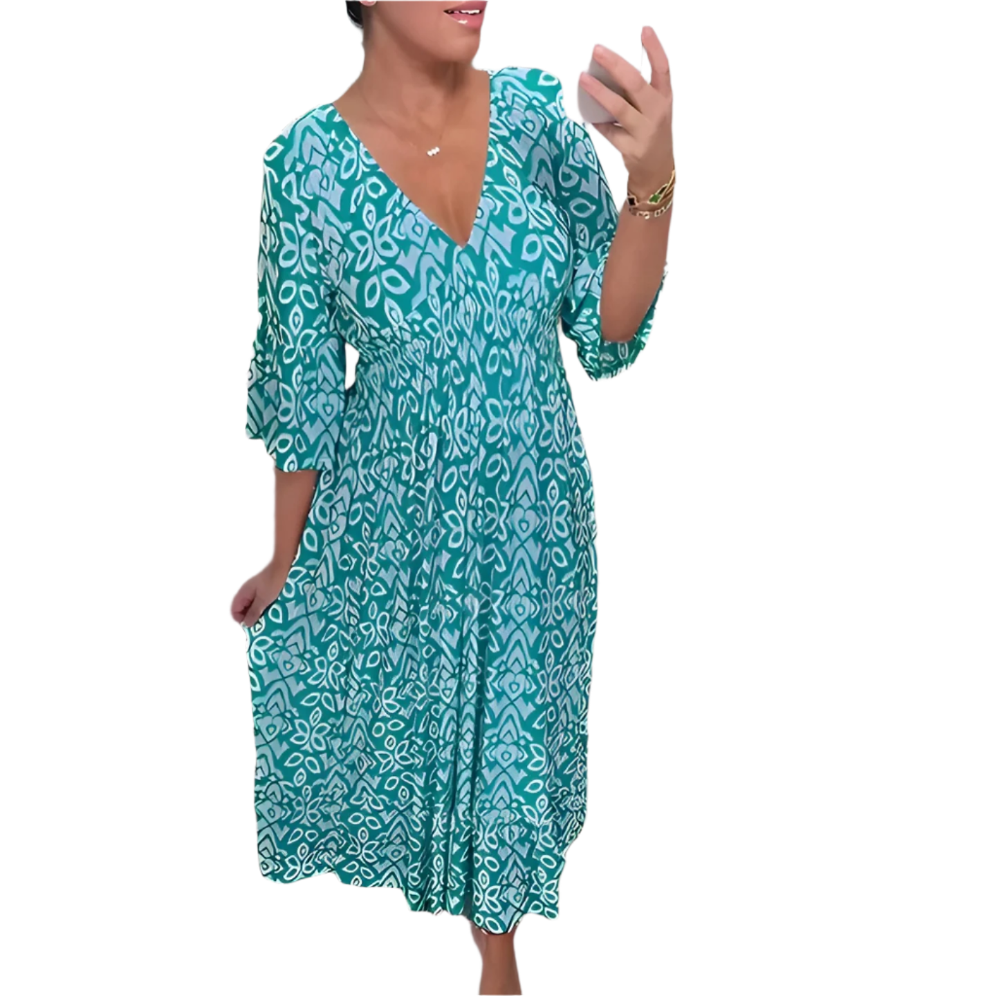 Isabella – Let og Luftig Sommerkjole med V-udskæring til Kvinder