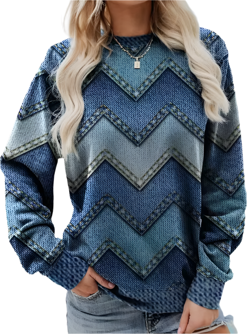 Paulien – Zigzag Denim Dame Vinterstrik