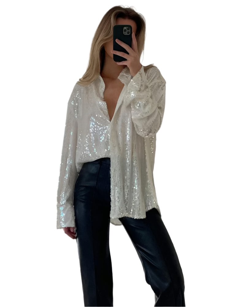 Isabella – Glitrende Oversize Bluse til Kvinder