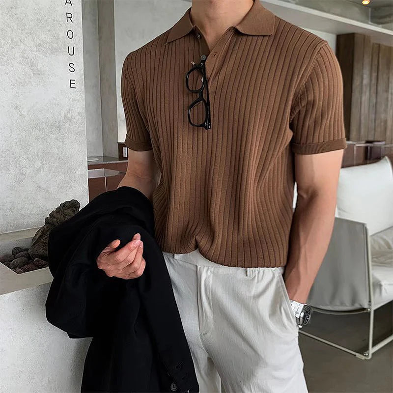 BrunoMarcello Strikket Poloshirt
