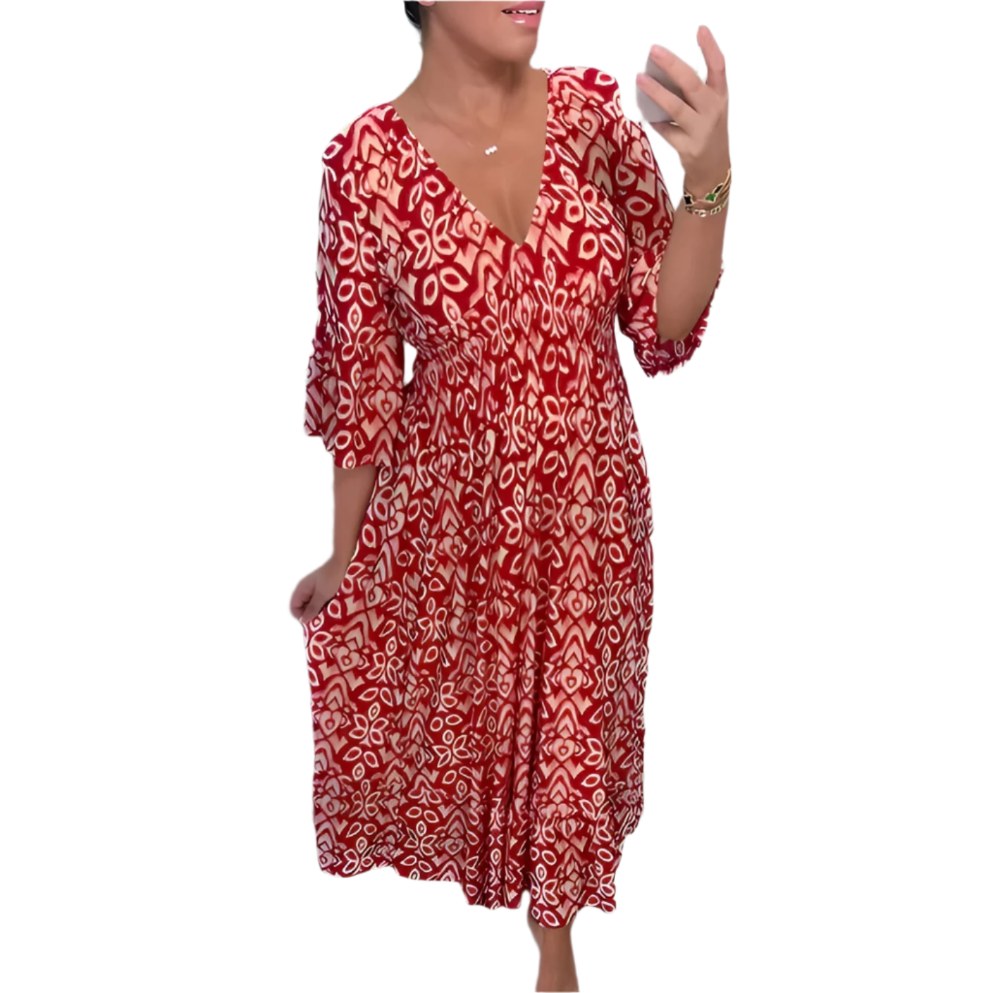 Isabella – Let og Luftig Sommerkjole med V-udskæring til Kvinder