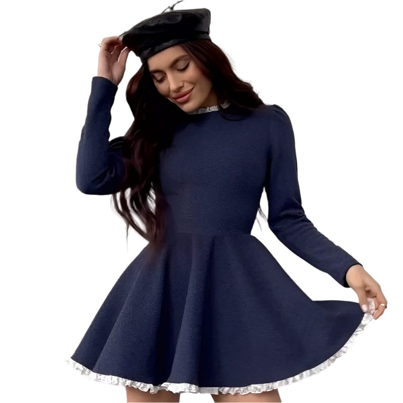 Serafina – Patchwork Blonder A-Line Mini Kjole til Kvinder