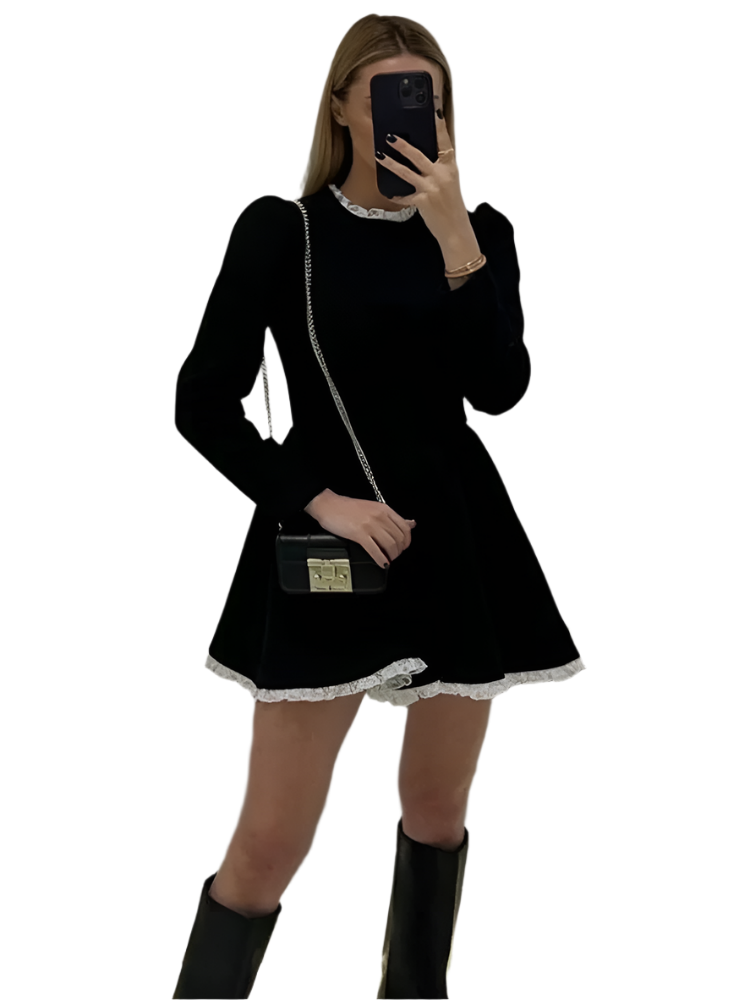 Serafina – Patchwork Blonder A-Line Mini Kjole til Kvinder