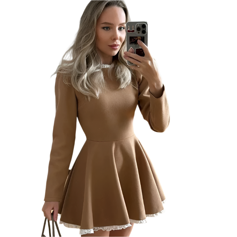 Serafina – Patchwork Blonder A-Line Mini Kjole til Kvinder