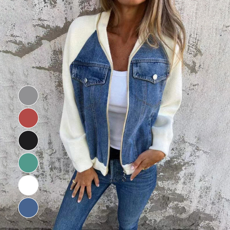 SofiaVitale Denim Splicing Jakker