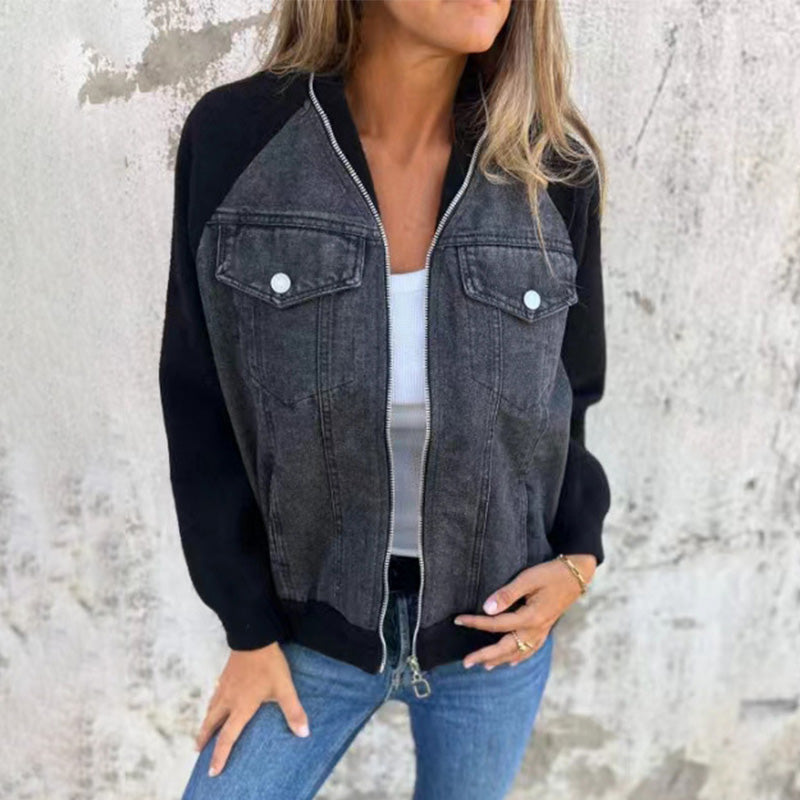 SofiaVitale Denim Splicing Jakker