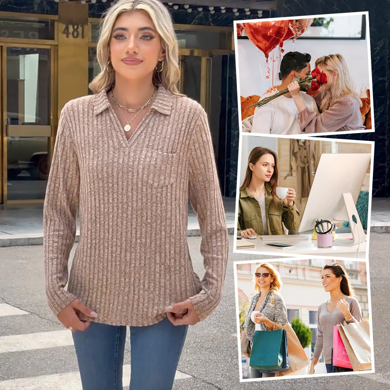 AndreaSartori Sweater med V-hals og krave