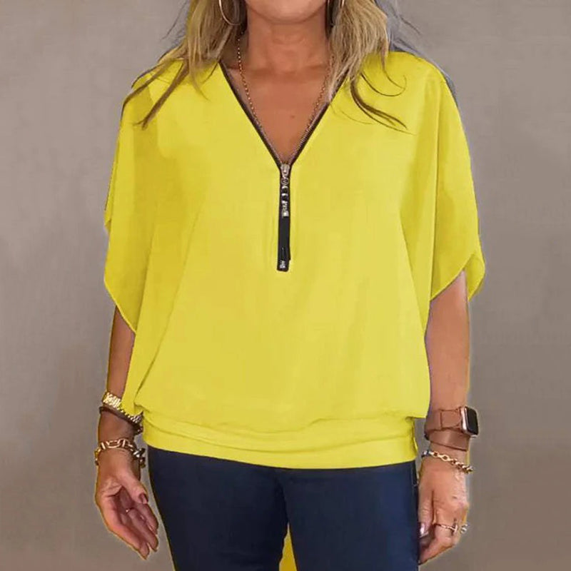 ElenaSantini Casual Top med chiffon lynlås