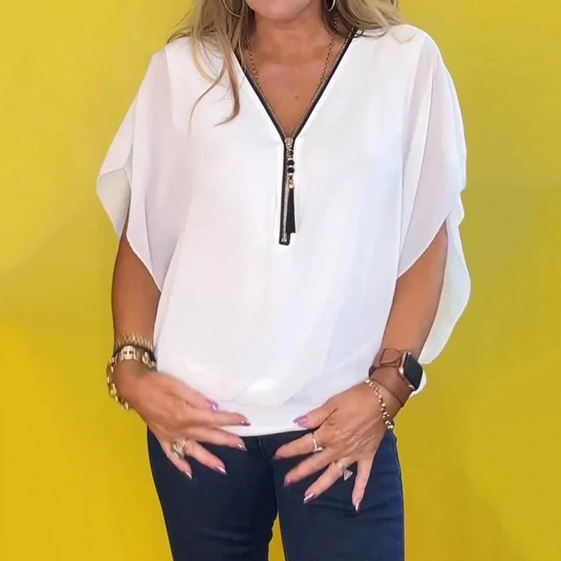 ElenaSantini Casual Top med chiffon lynlås