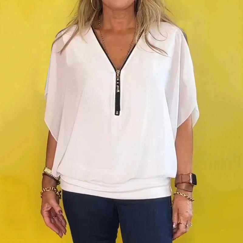 ElenaSantini Casual Top med chiffon lynlås