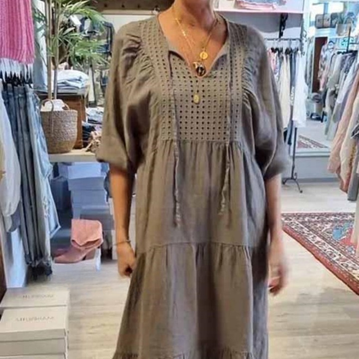 DanteFiorelli Ensfarvet Halværmet Lang Kjole