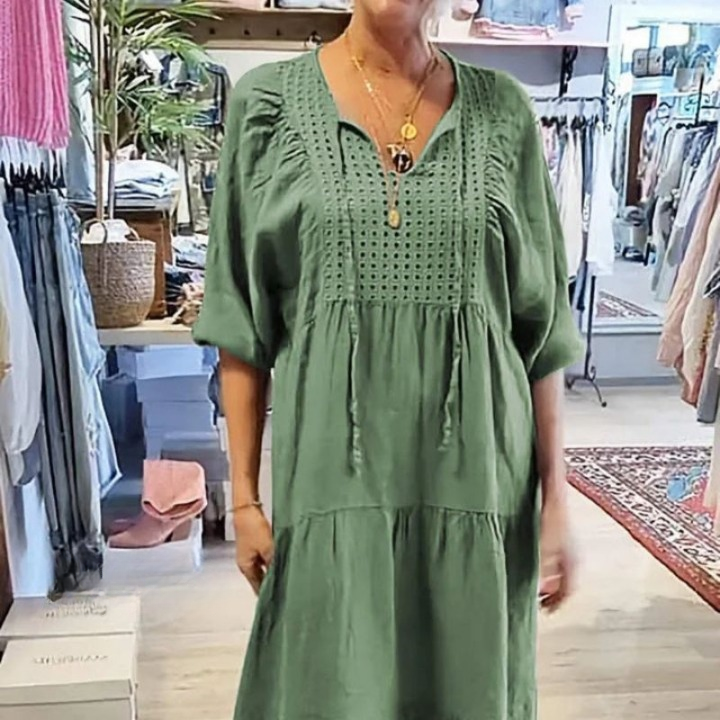 DanteFiorelli Ensfarvet Halværmet Lang Kjole