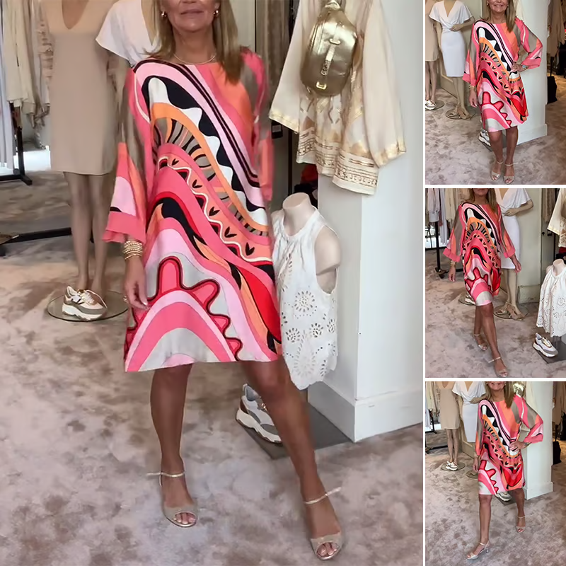 BiancaGreco Trendy langærmet kjole med print