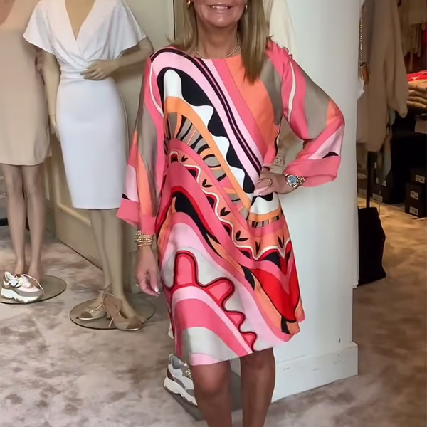 BiancaGreco Trendy langærmet kjole med print