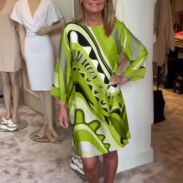 BiancaGreco Trendy langærmet kjole med print