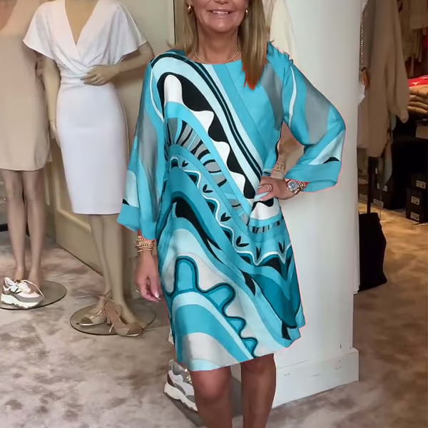 BiancaGreco Trendy langærmet kjole med print