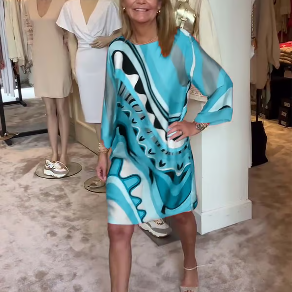 BiancaGreco Trendy langærmet kjole med print