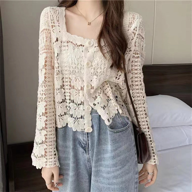 RaffaeleFerri hæklet blondecardigan med knapper