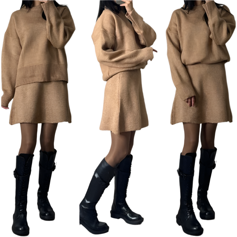 Sofia – Elegant Kvinde Sweater- og Nederdelssæt