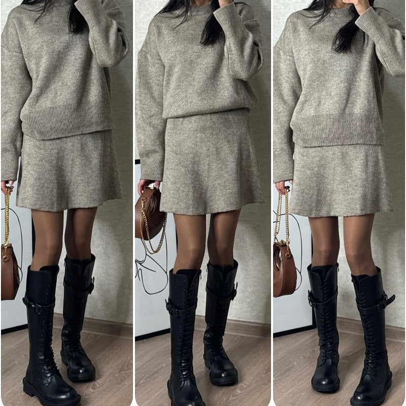 Sofia – Elegant Kvinde Sweater- og Nederdelssæt