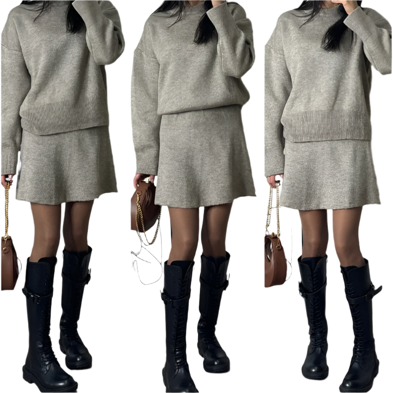 Sofia – Elegant Kvinde Sweater- og Nederdelssæt