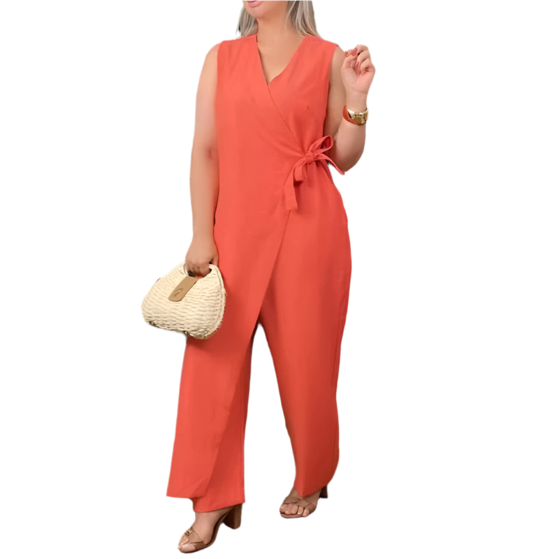 Elena – Afslappet Dame-Jumpsuit med Elegant V-Hals