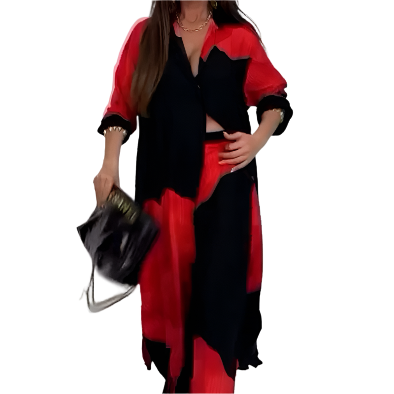 Isabella – Afslappet Dame Sæt med Skjorte og Snøre-Bukser