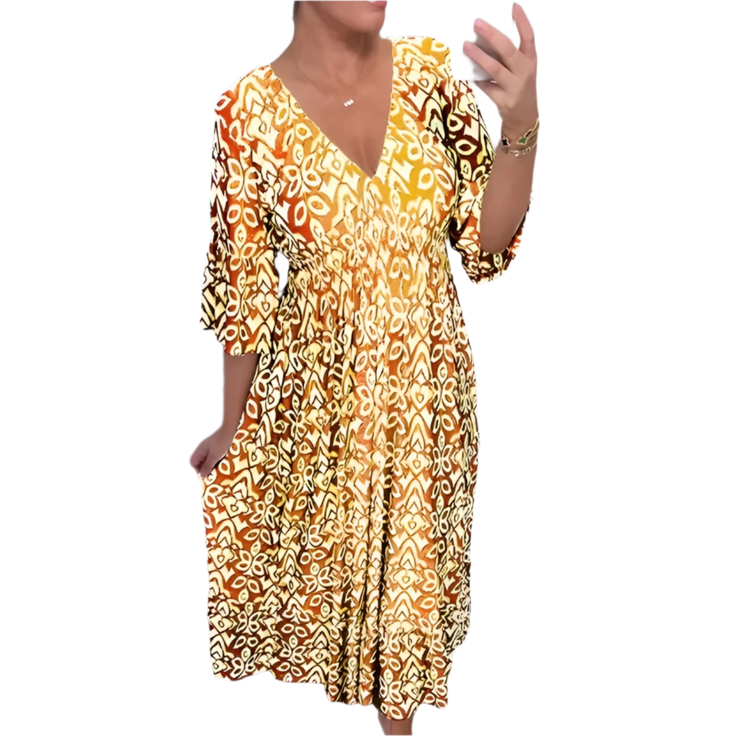 Isabella – Let og Luftig Sommerkjole med V-udskæring til Kvinder