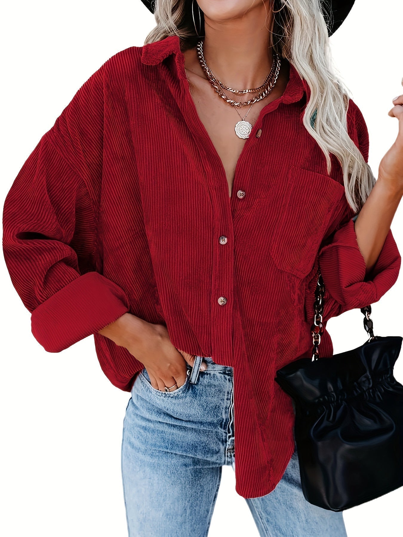 Sofia – Oversized Dame Corduroy Skjorte