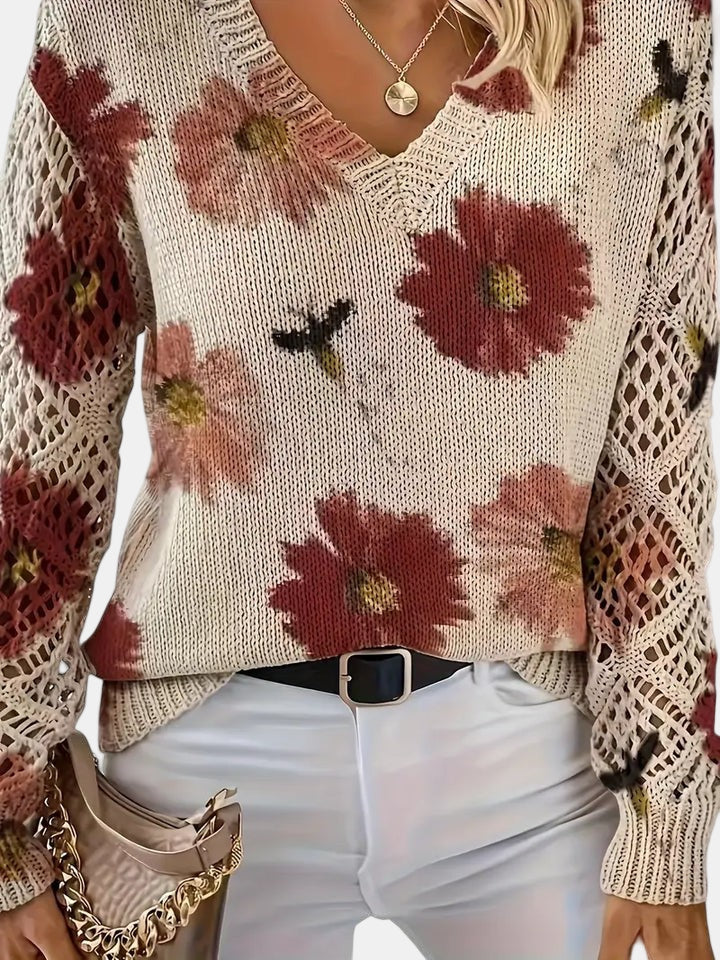 Agata – Elegant cardigan med blomsterprint til kvinder