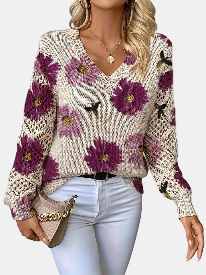 Agata – Elegant cardigan med blomsterprint til kvinder