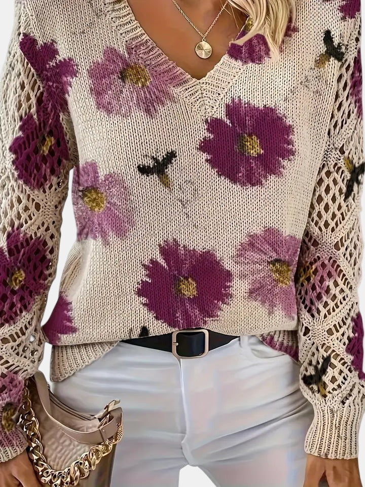 Agata – Elegant cardigan med blomsterprint til kvinder