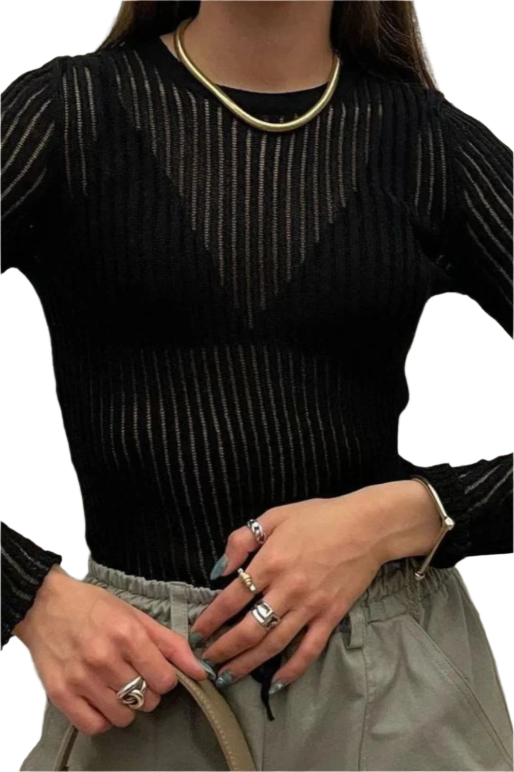 Giulia – Transparent Ribstrikket Damebluse