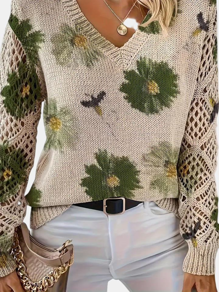 Agata – Elegant cardigan med blomsterprint til kvinder