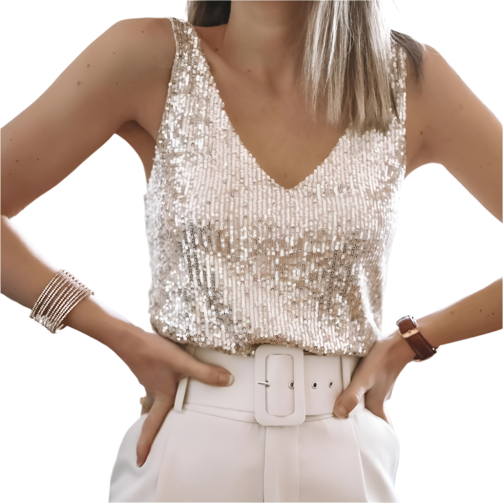 Sofia – Glitrende Kvinders Sequin Cami Top