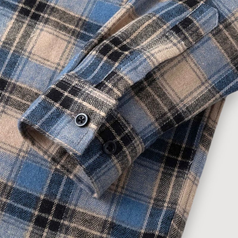 CarloZanetti Ternet Flannelskjorte Til Mænd