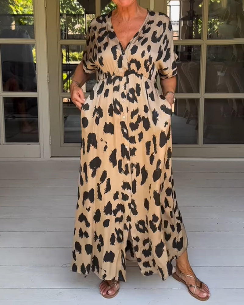 Zaffirio – Boho Elegant Kjole med Dyreprint til Kvinder