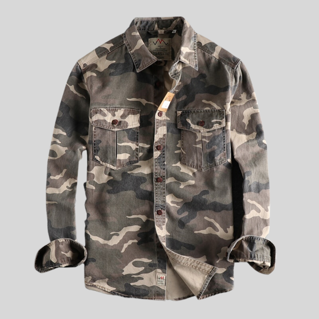 Luca – Herre Cargo Skjorte i Bomuld med Camo Look