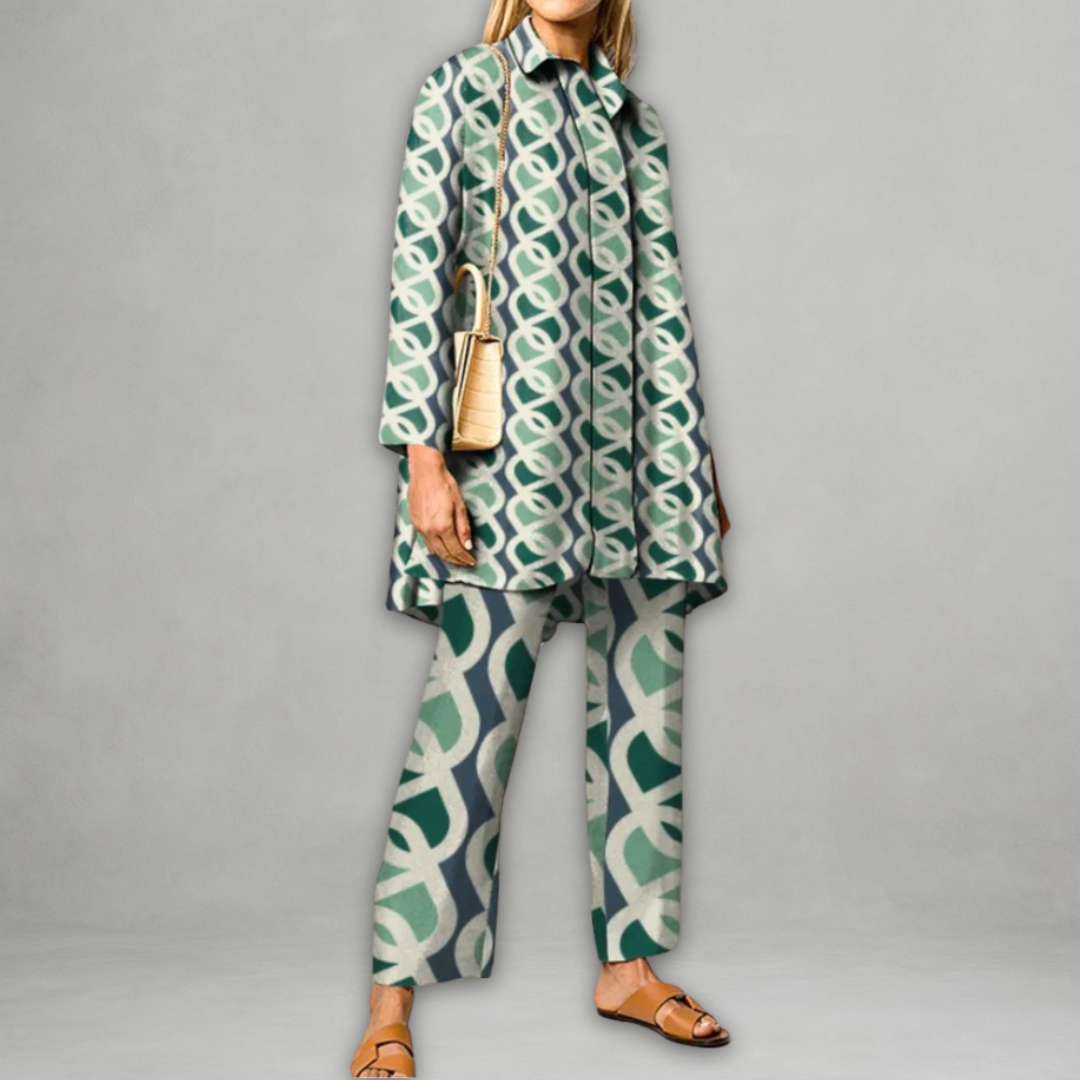 Alessia – To-delt Sæt med Vintageprint til Kvinder