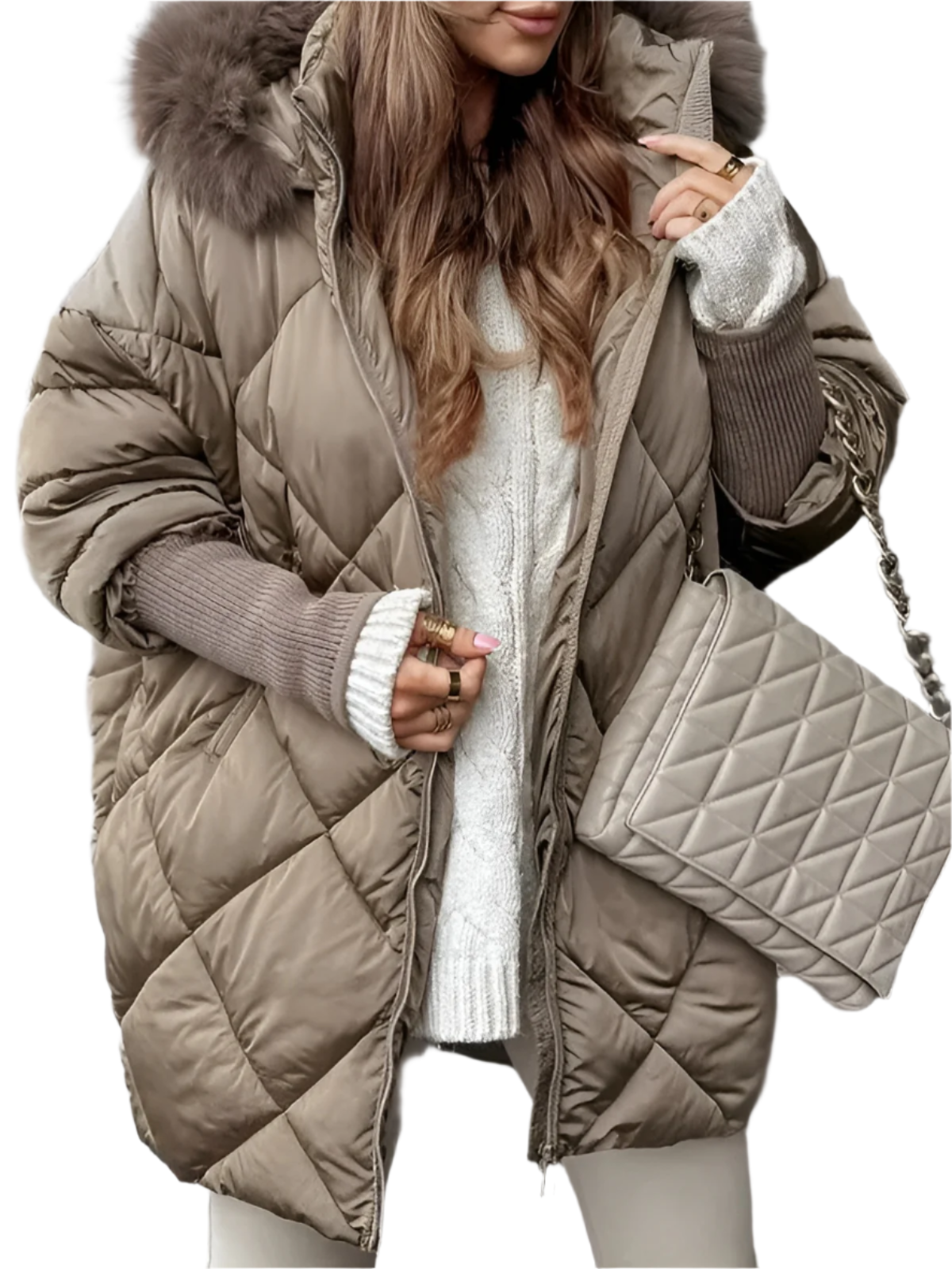 Isabella – Diamantmønstret Vinter Hoodie Sæt til Kvinder