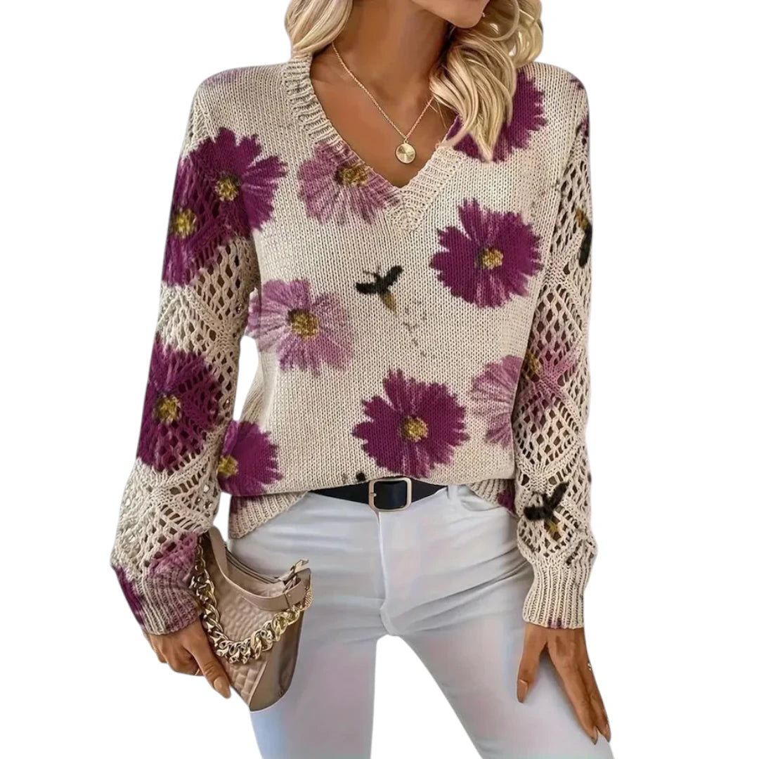 Agata – Elegant cardigan med blomsterprint til kvinder